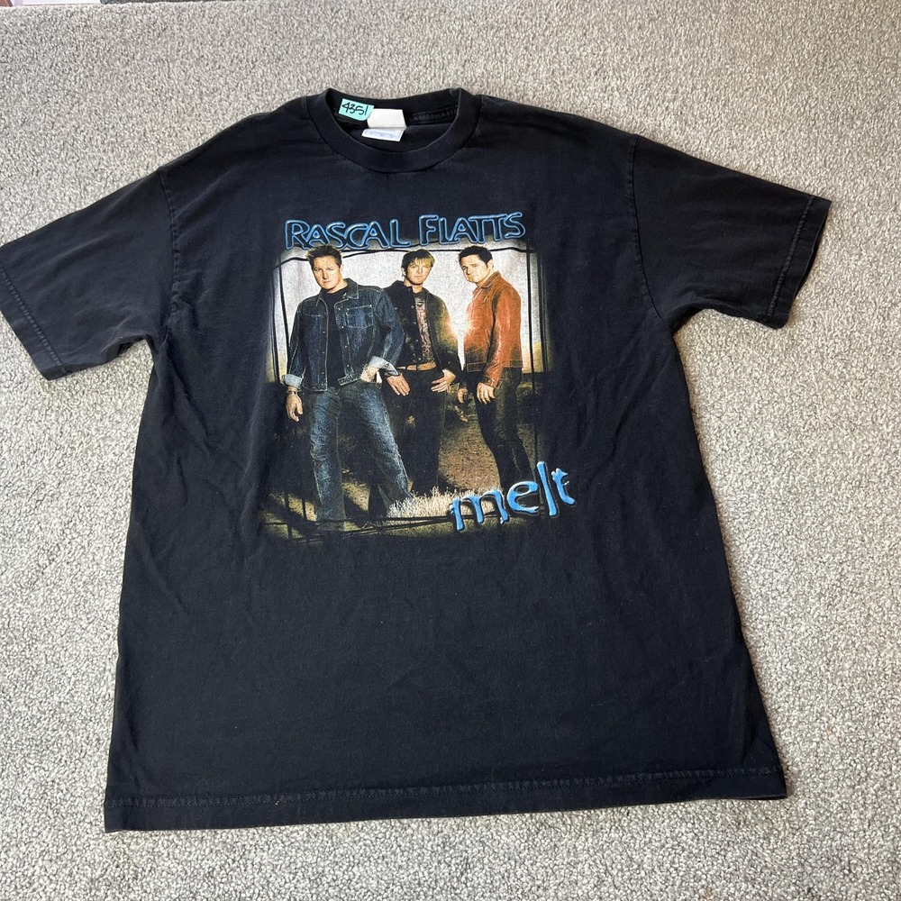 Vintage Rascal Flatts Melt‎ Shirt Mens Large Black Band Tee 00s Country Music